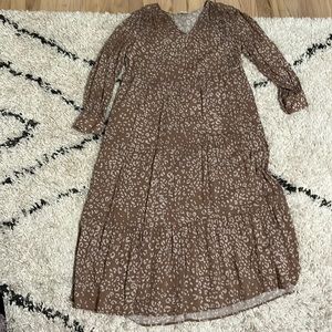 Target Brown Long Sleeve Maxi Dress with Cheetah Print Detail